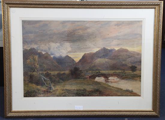 David Cox Junior, watercolour, Near Rossthwaite, signed and dated 1877 48 x 73cm.